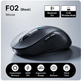 Mouse Baseus F02 sem fio Bluetooth 5.2 2.4G 4000DPI