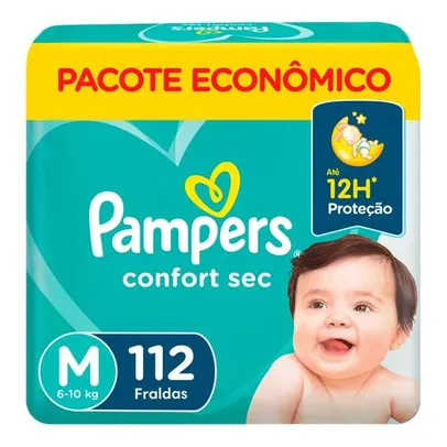 [Leve 4 por R$353,32] Fralda Descartável Infantil Pampers Confort Sec Max Tamanho M 112 Unidades