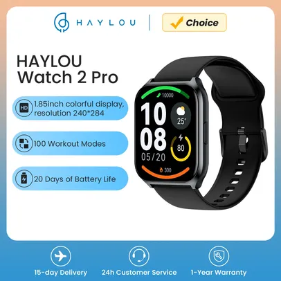 Relógio Inteligente HAYLOU Watch 2 Pro com Tela HD de 1,85" e Mais de 100 Modos de Treino
