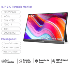 Monitor Portátil ARZOPA Z1C 16.1" 100% sRGB 60Hz