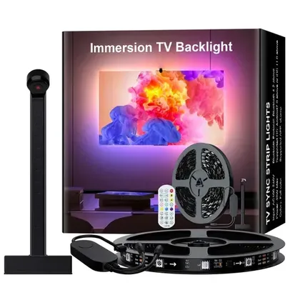 [TAXA + MOEDAS] Smart Ambient TV Strip Light, Imersão TV Backlights com câmera, Sincronização RGB