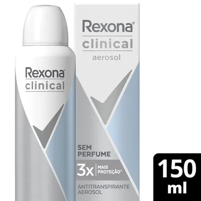 (Levando 2) Antitranspirante Aerosol Rexona Clinical Sem perfume 150ml