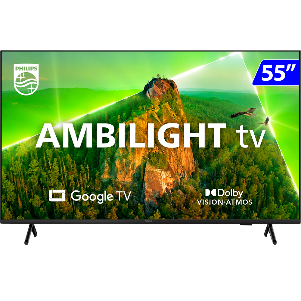 Smart TV Philips DLED 55 4K UHD Wi-Fi Google TV Ambilight 55PUG7908/78