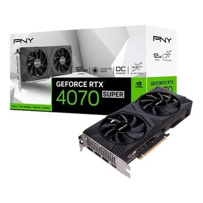 Placa de Vídeo RTX 4070 SUPER Gaming Verto OC Dual Fan PNY NVIDIA GeForce 12GB GDDR6X DLSS 3 Ray Tracing - VCG4070S12DFXPB1-O