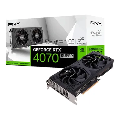 Placa de Vídeo RTX 4070 SUPER Gaming Verto OC Dual Fan PNY NVIDIA GeForce, 12GB GDDR6X, DLSS 3, Ray Tracing - VCG4070S12DFXPB1-O