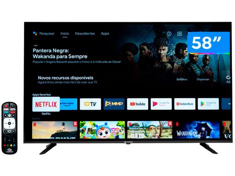 Smart TV 58” 4K DLED Rig Vizzion IPS Android Wi-Fi Google Assistente 3 HDMI 2 USB - BR58GUA