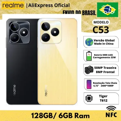 [BR] Smartphone Realme C53, 6 Gb Ram, 5g, 33w carregador