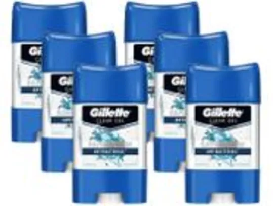 [R$16,20 a Unidade] Kit 6 Desodorante Gillette Antibacterial Roll On Gel