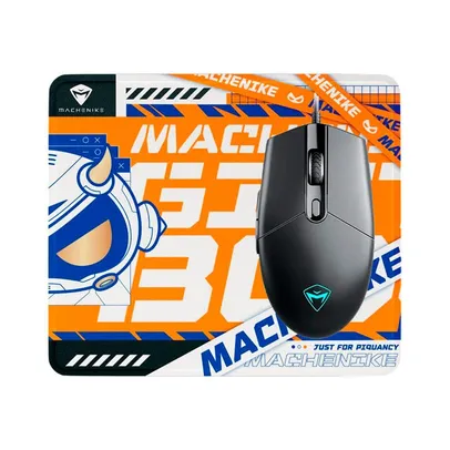 Kit Gamer Machenike Mouse M210, 6400 DPI, 6 botões, Preto + Mousepad M210 - MAC-M210B-WW