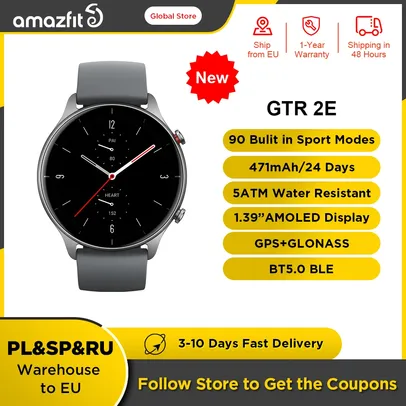 [Imposto incluso/com CUPOM] Amazfit-Smartwatch GTR 2e GPS