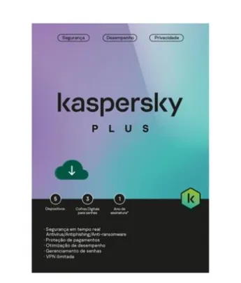 Kaspersky Antivírus Plus 2022 5 Dispositivos 1 Ano, Digital para Download - KL1042KDEFS