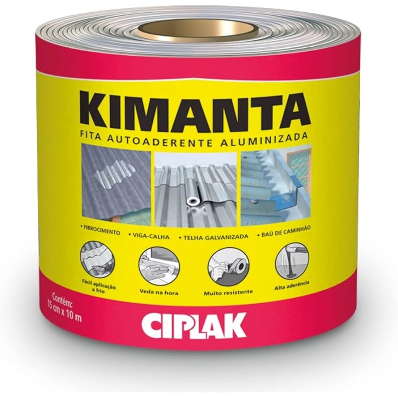 Fita Adesiva Impermeável para Vedação em Telhados Galpões Lajes Ciplak Kimanta Aluminio Rolo 15cmx10m