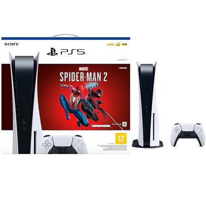 (Live) PlayStation 5 Standard Edition Branco + Marvels Spider Man 2 + Controle Sem Fio Dualsense Branco