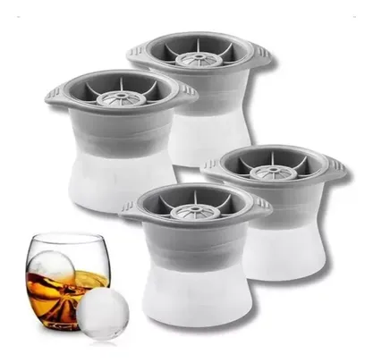 Kit 4 Formas De Gelo Redonda Esfera Grande Para Drink Whisky