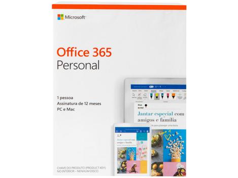Pacote Office 365 Personal 1 Ano Digital +1TB Armazenamento na Nuvem