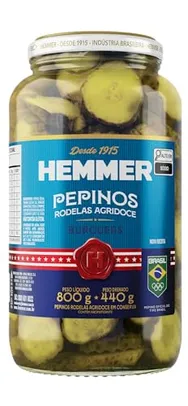 [REC | + POR - R$ 14,92 ] Hemmer Pepinos Burgers Em Rodelas 440G