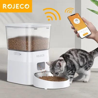 [Primeira Compra R$225,18] ROJECO 2L Alimentador automático para animais de estimação para gato Cachorro versão WIFI com controle de APP