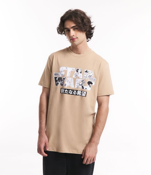 Camiseta Comfort em Meia Malha com Estampa Star Wars e Japonismo