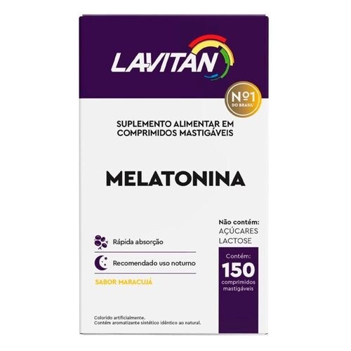 2 unidades de Suplemento Alimentar Melatonina 0.21mg Lavitan 150 Comprimidos