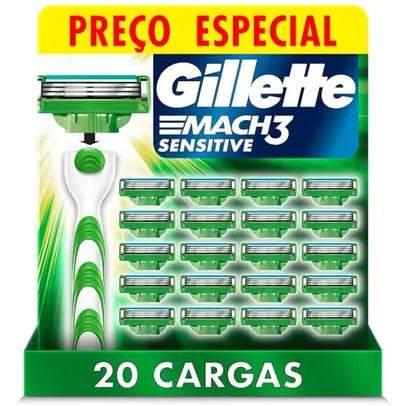 Gillette Mach3 Sensitive - Carga para Aparelho de Barbear, 20 unidades
