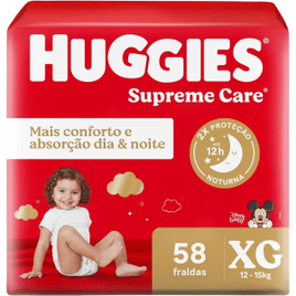 Fraldas Huggies Supreme Care Hiper XG - 58 Unidades