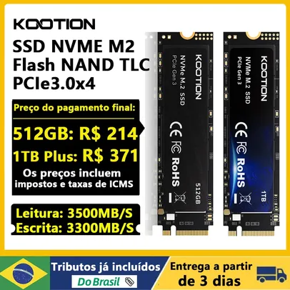 [Do Brasil] Disco rígido interno de estado sólido, SSD M.2 KOOTION-X15 1 TB PLUS