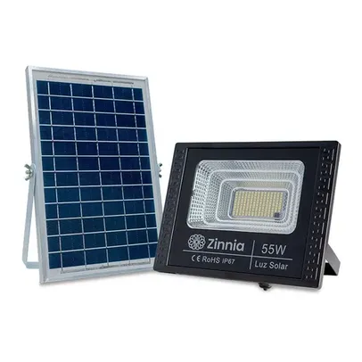 REFLETOR SOLAR ZINNIA ZRS55, LED, 55W, BATERIA 4000MAH, COM CONTROLE REMOTO, IP67, ZNE-ZRS55-01