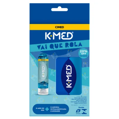 Kit K-MED Lubrificante Íntimo Gel Ice 50g + 8 Preservativos Masculinos Vai que Rola