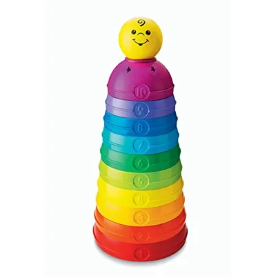 Potinhos Empilhar e Rolar Fisher Price, Mattel, Amarelo