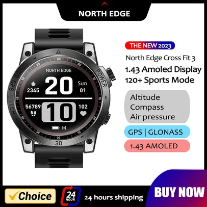 [Moedas R$ 110] Smartwatch North Edge Cross Fit 3 GPS, Tela AMOLED