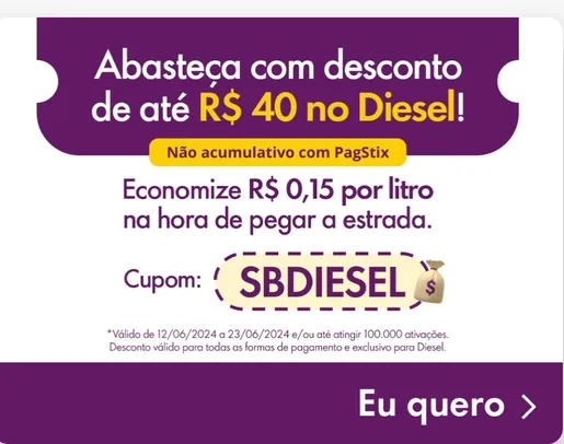 Shellbox - Abasteça com desconto de até R$40 no Diesel com cupom. Economize R$ 0,15 por litro.