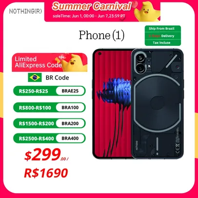 [Do Brasil] Nothing phone 1, Snapdragon 778G, Tela OLED, 8GB 256GB