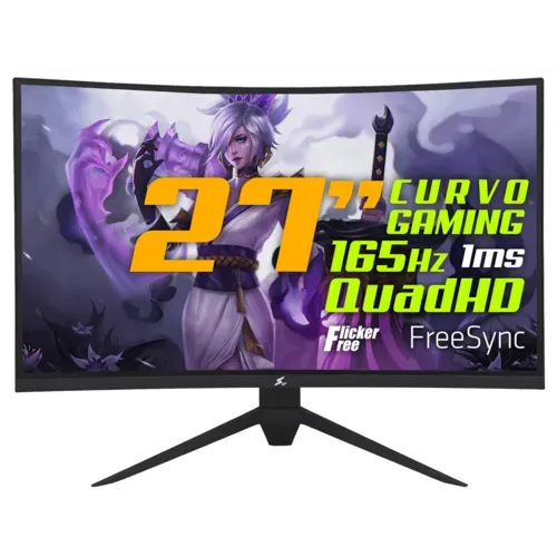 Saindo por R$ 1079,9: Monitor Gamer SuperFrame Precision, 27 Pol CURVO, Quad HD, 124.4% sRGB, FreeSync/G-Sync, 1ms, 165Hz, HDMI/DP, SFP2701G | Pelando