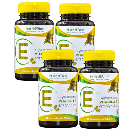 Promoção 4 Frascos - Suplemento de vitamina "E" Nutriblue 60 caps de 380mg