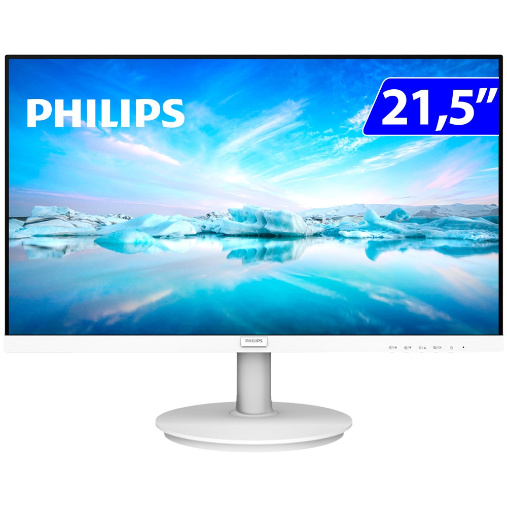 Monitor Philips W-Led 21,5" Widescreen Full Hd Hdmi Vga Lowblue 221V8lw - Branco - Bivolt