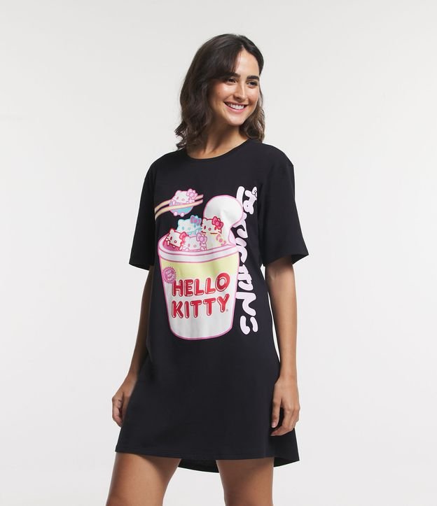 Camisola Curta em Meia Malha com Estampa Hello Kitty