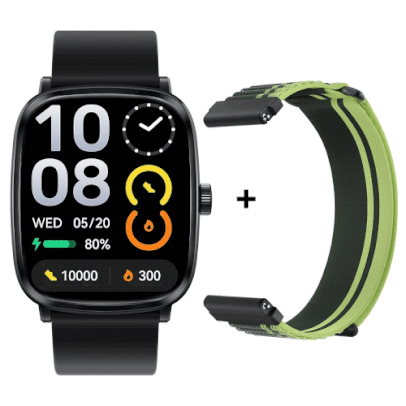 [App/TX Inclu/Moedas R$154] Smartwatch HAYLOU Watch RS5, Com 2 Pulseiras, Tela 2.01'' AMOLED