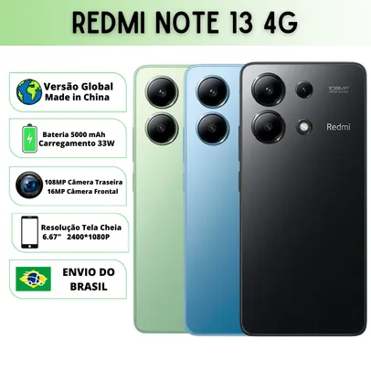 [Já do Brasil] Smartphone Xiaomi Redmi Note 13 4G 128GB 6GB RAM Versão Global