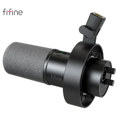[Moedas R$121] Microfone Dinâmico Fifine K688, com conexão USB e XLR - Botão de mudo, Controle de volume, Controle de ganho