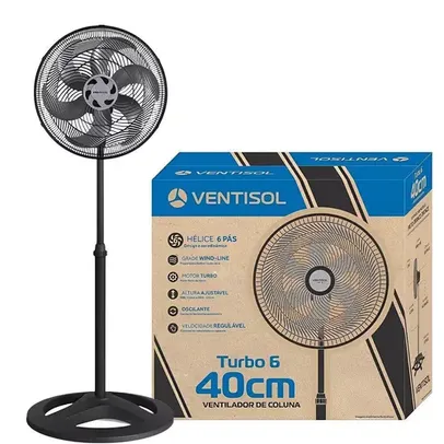 Ventilador De Coluna 40cm Turbo 6 Pás Oscilante Ventisol