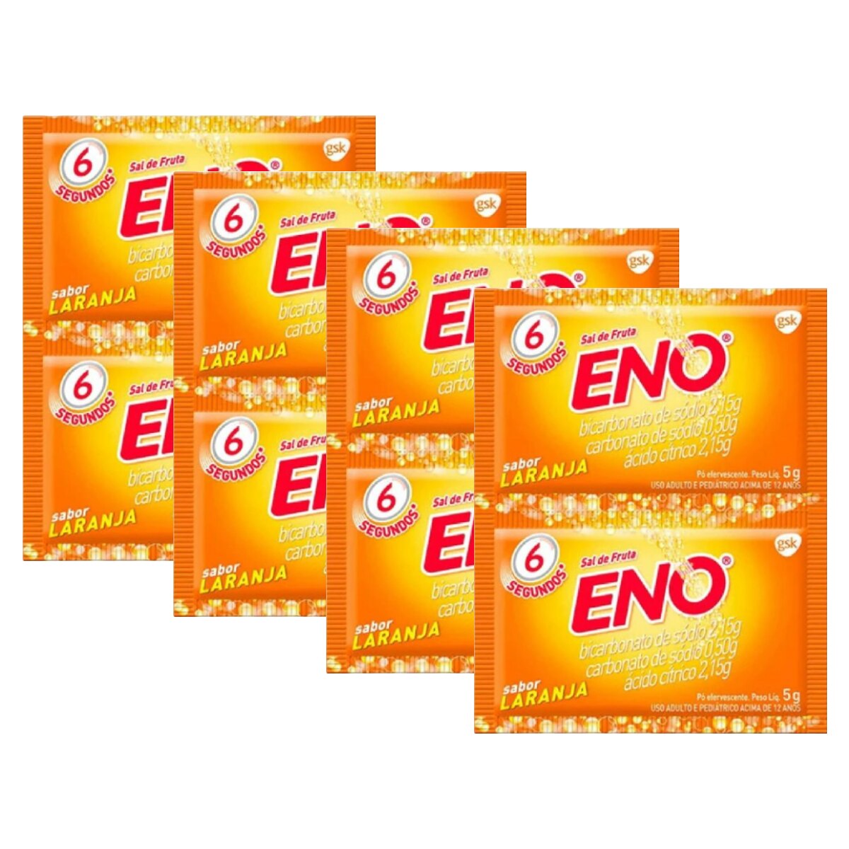 Kit 4 Unidades Sal de Fruta Eno Laranja Pó Efervescente 2 Envelopes 5g