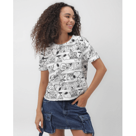 Camiseta Feminina Quadrinhos Snoopy Branca Peanuts