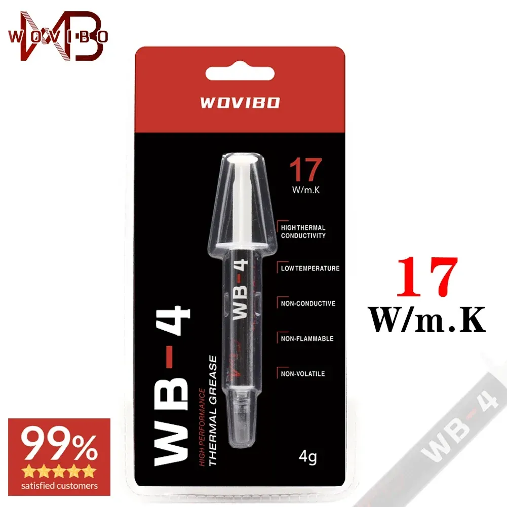 [No Brasil] Pasta Térmica Wovibo WB-4 com Aplicador, 4g - Condutividade térmica 17W/M-k