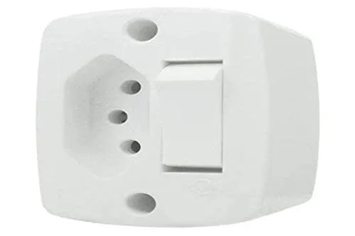 Interruptor Sobrepor Retangular 1 Tecla Simples 6A + 1 Tomada 2P+T 10A 250V Branco