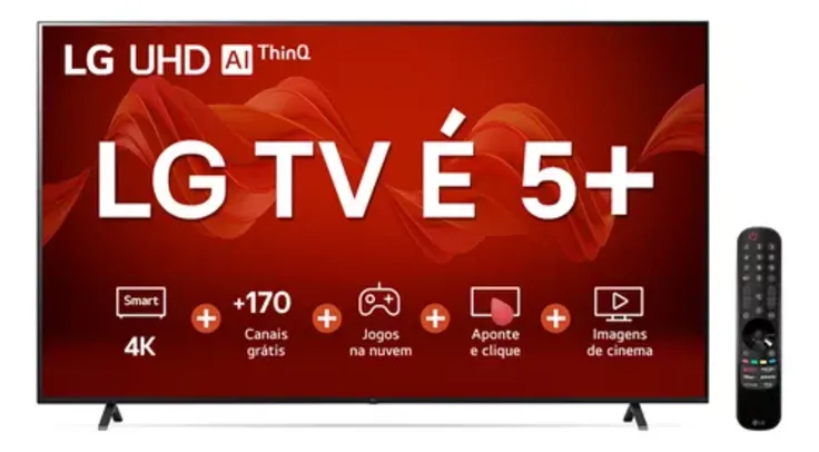 Saindo por R$ 2994: Smart TV 65" 4K LG UHD ThinQ AI 65UR8750PSA HDR Bluetooth Alexa Google Assistente Airplay2 3 HDMI | Pelando