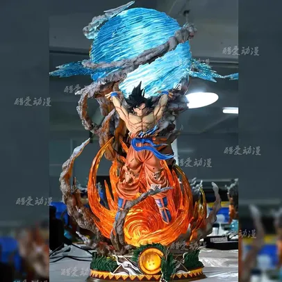 (Moedas R$ 117,74 /App/Taxa Inclusa) Estatueta/Abajur Son Goku, Genki Dama, Dragon Ball, 25cm