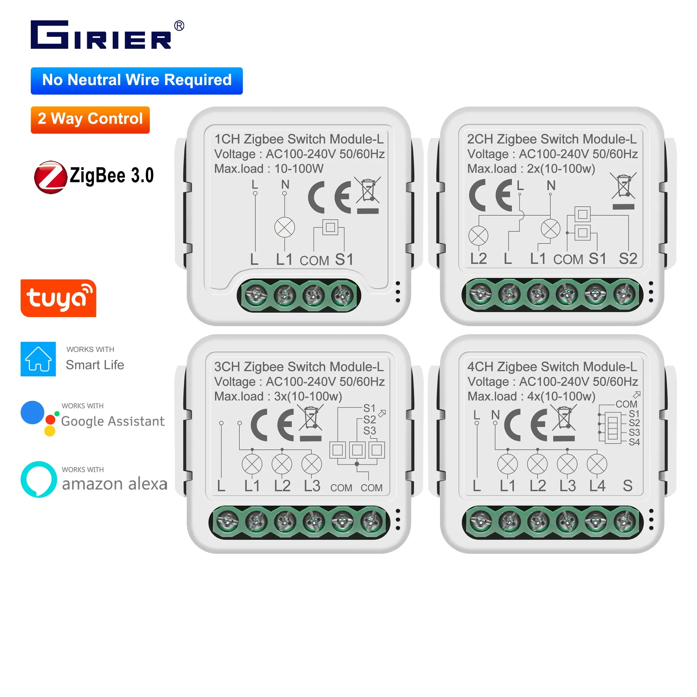 GIRIER-Tuya ZigBee 3.0 Módulo Interruptor Inteligente