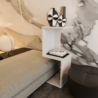 Saindo por R$ 24: Mesa de Cabeceira em S Nicho Quarto Pequeno Decoração Zurique Branco | Pelando