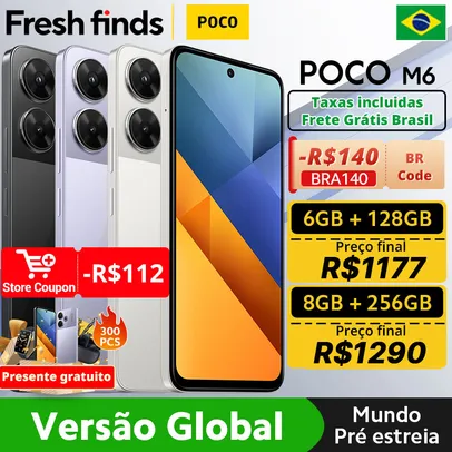 [Brasil/Taxa inclusa] Smartphone POCO M6, Versão Global, 128GB