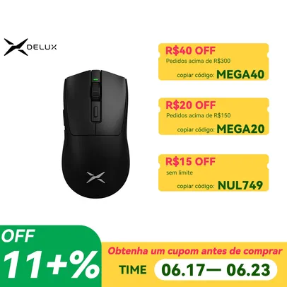 [Moedas R$ 65] Mouse Gamer Sem Fio Delux M600 Pro, PAW3395